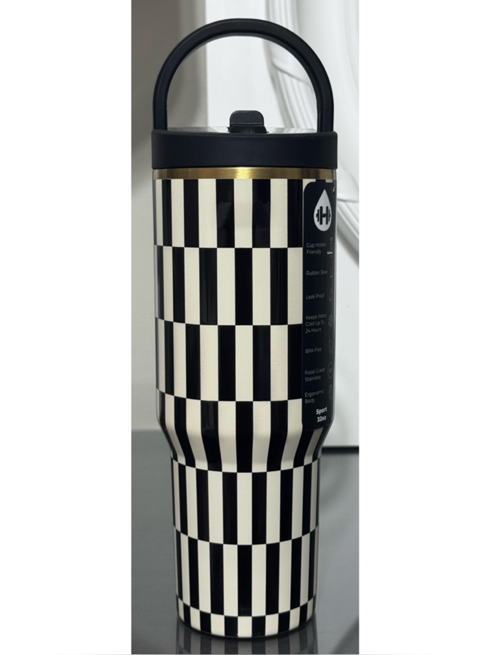 HydroJug 32oz Sport‎ Water Bottle, BLACK TIE